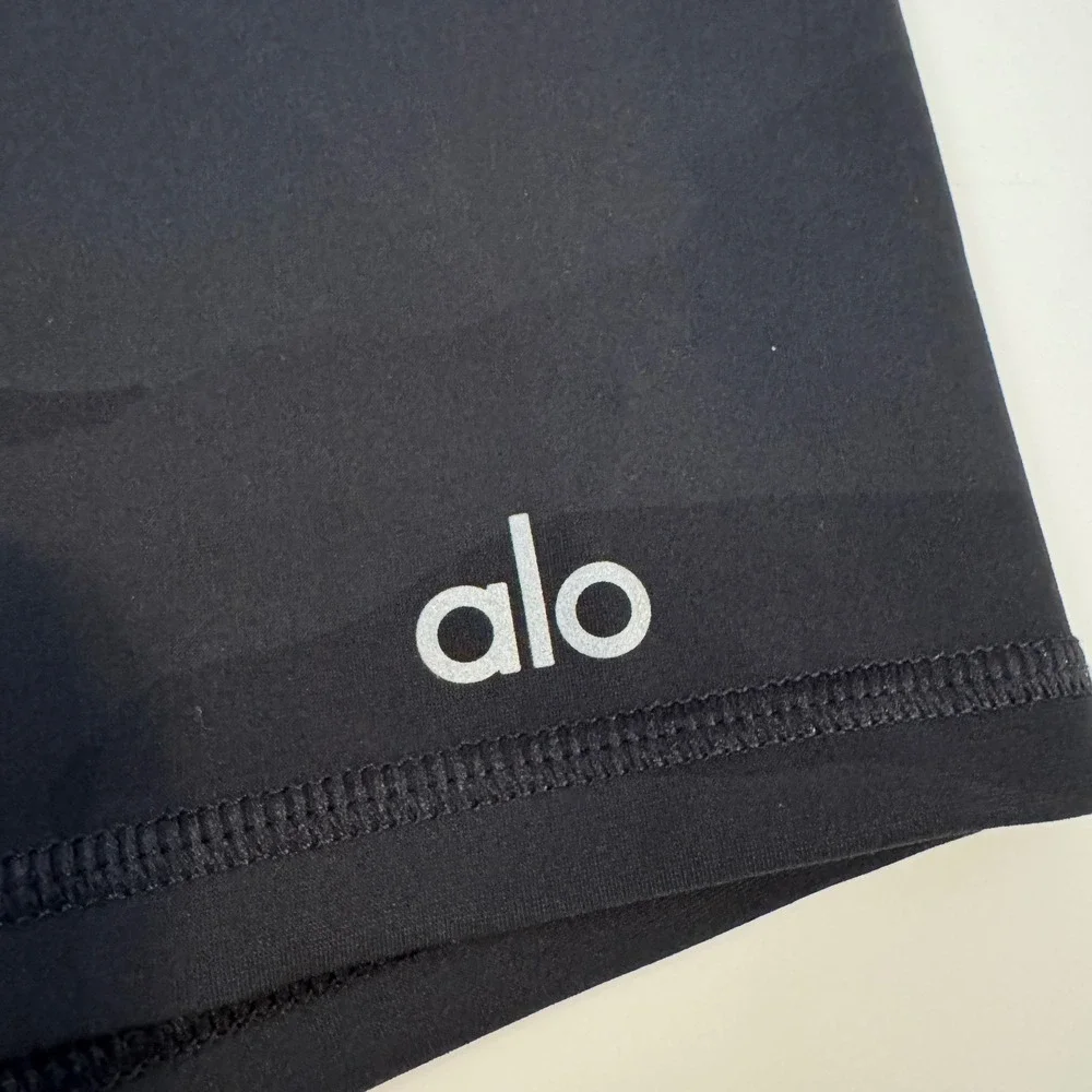 Alo Yoga Black Camo High-Waist Vapor Biker Shorts Womens Size XS RN87370 - Picture 2 of 4